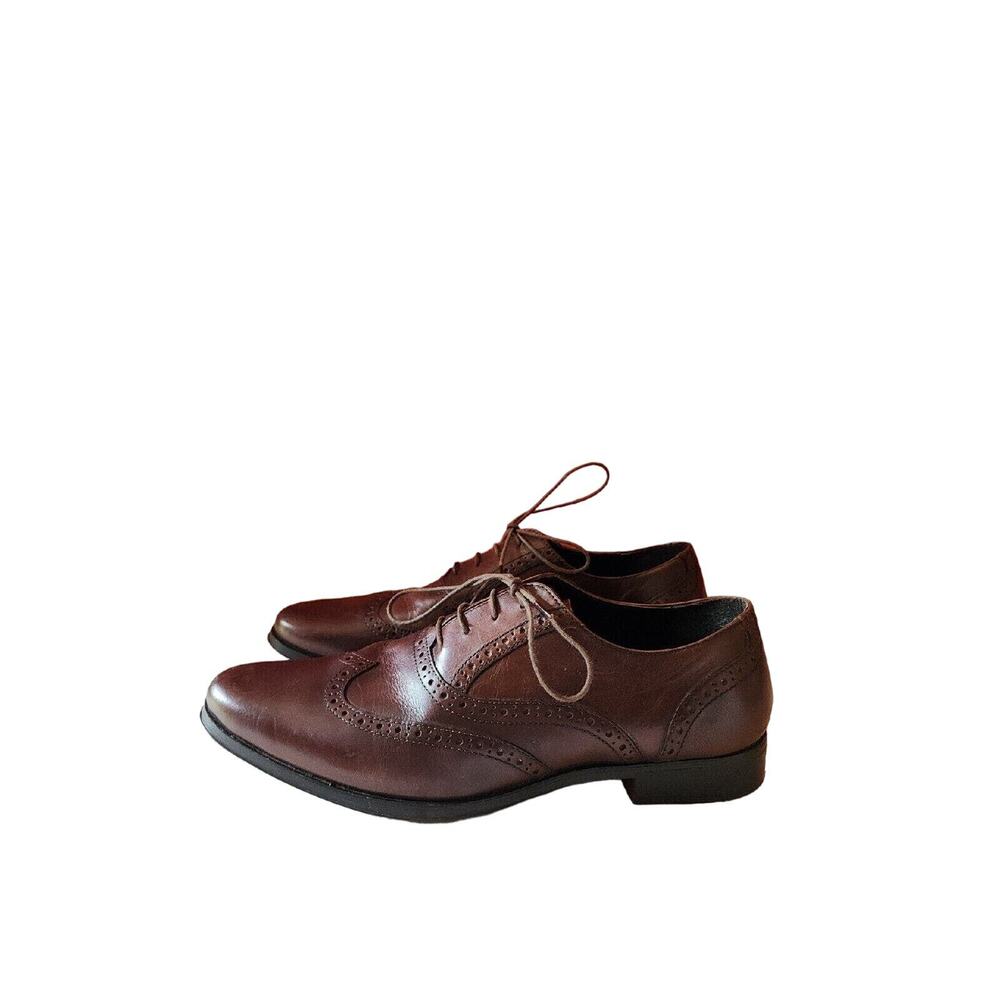 Asos Mens Brown Leather Lace Up Wing Tip Oxford Dress Shoes Size 9